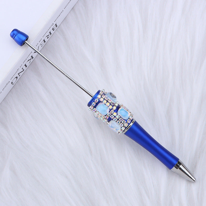 Spot creative gemstone bright diamond bead pen handmade DIY pen wholesale, red crystal agate decorative swirling plastic pen