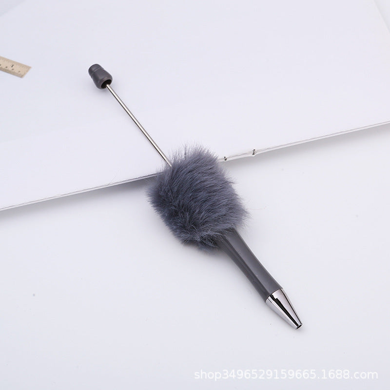 Creative DIY pen plush bead pen, macaron plush touch handmade gift bunny plush decorative ballpoint pen