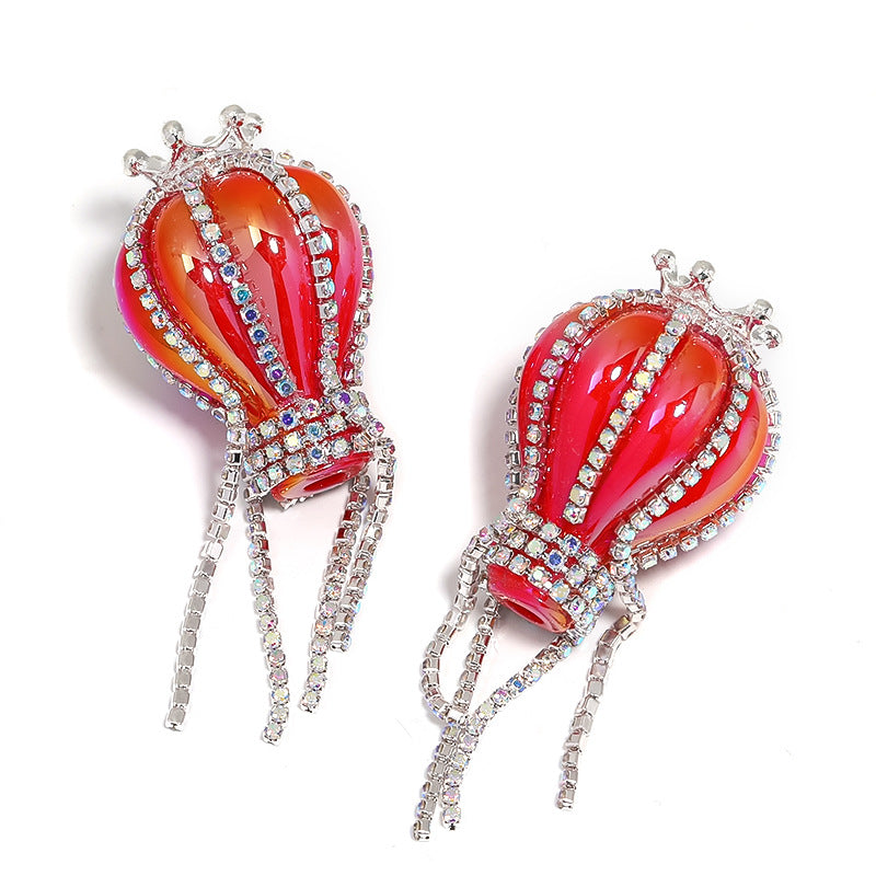 Heavy Industry Crown Hot Air Balloon Rhinestone Chain Acrylic Beads DIY Mobile Phone Chain Jewelry Accessories Beaded Loose Beads
