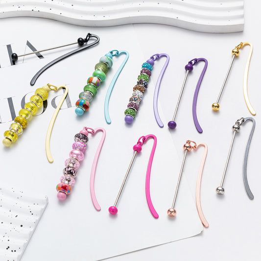 New DIY metal bookmark children's student cute bookcase pendant creative metal beaded bookmark spot wholesale