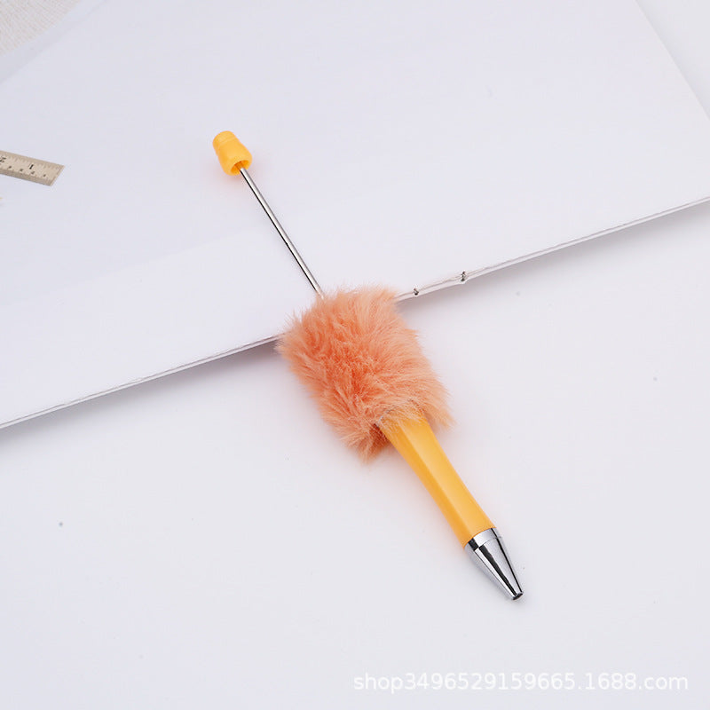 Creative DIY pen plush bead pen, macaron plush touch handmade gift bunny plush decorative ballpoint pen