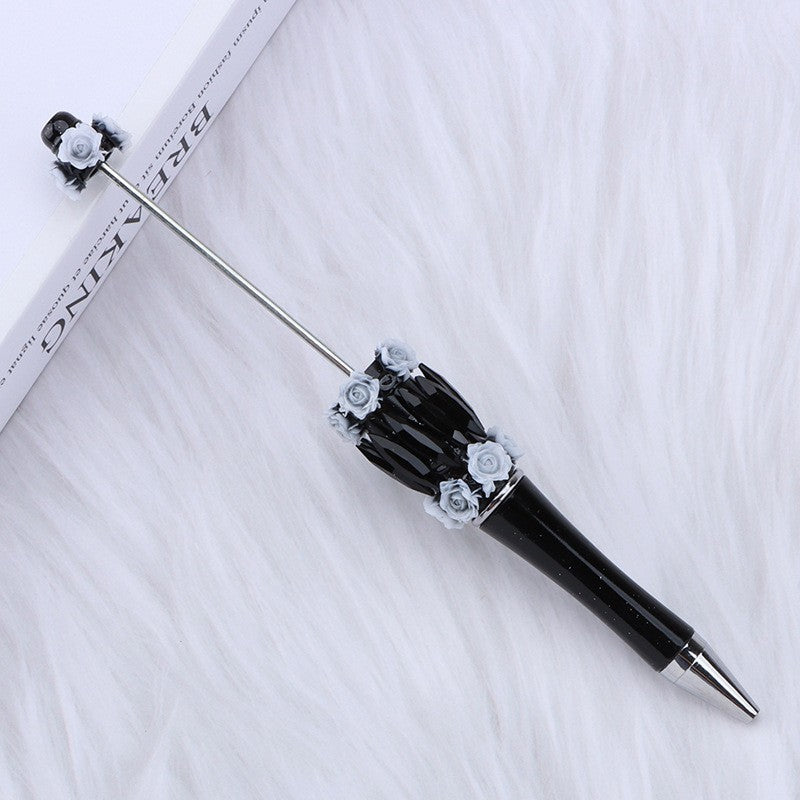 Wholesale crystal rose bead pen mermaid hanging diamond DIY plastic pen, creative flower diamond rotating gift pen