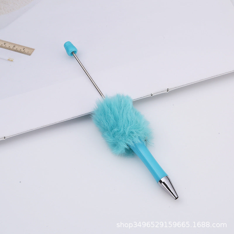 Creative DIY pen plush bead pen, macaron plush touch handmade gift bunny plush decorative ballpoint pen
