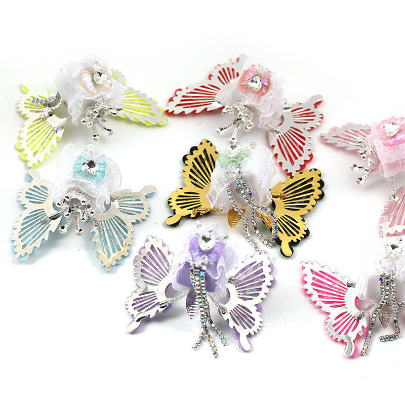 Cross-border heavy industry DIY beaded rhinestone wings butterfly square beads mobile phone chain accessories bead pen accessories wholesale