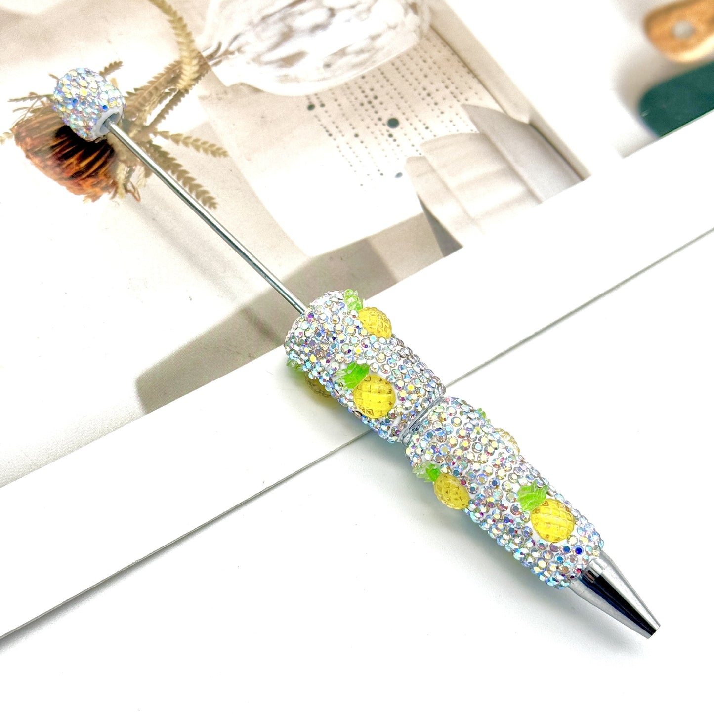 Fruit patch full diamond bead pen exquisite design shining full diamond writing smooth and realistic fruit patch decorative pen