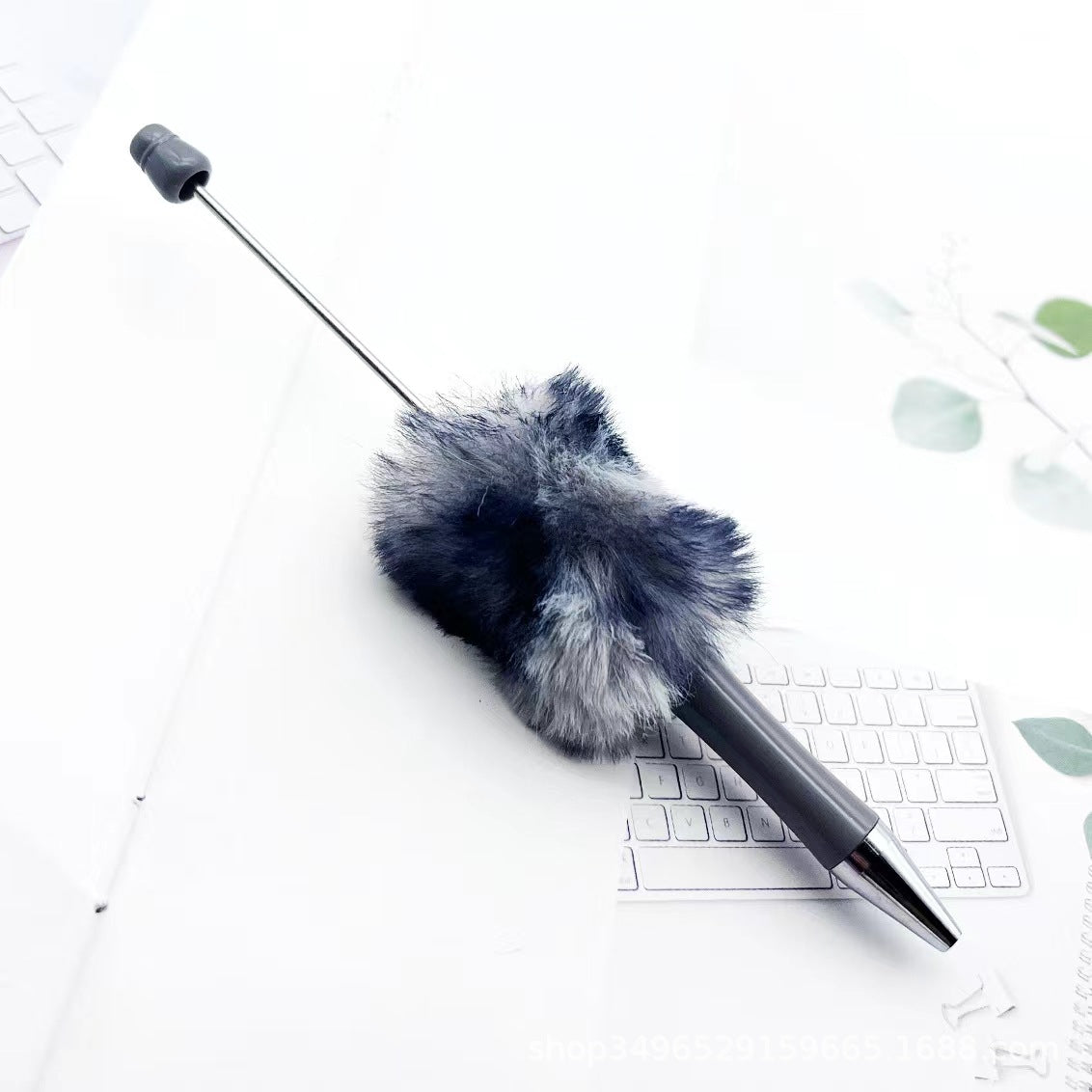 Creative DIY pen plush bead pen, macaron plush touch handmade gift bunny plush decorative ballpoint pen