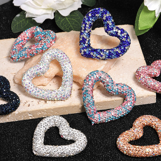 Live broadcast explosion Color rhinestone hollow love clay beads Heavy Industry Moe grain bead pen Mobile phone chain DIY beads