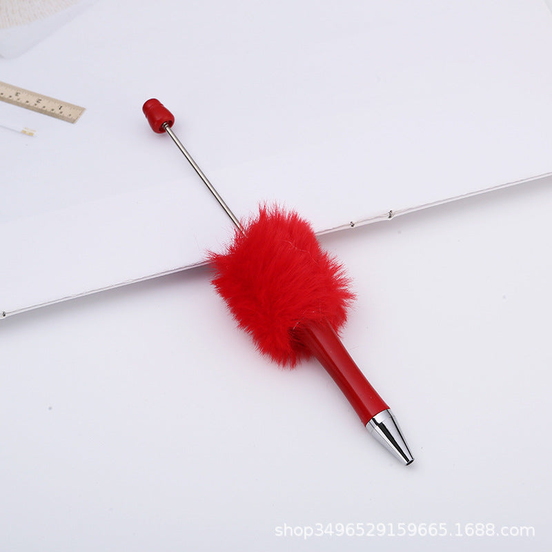 Creative DIY pen plush bead pen, macaron plush touch handmade gift bunny plush decorative ballpoint pen