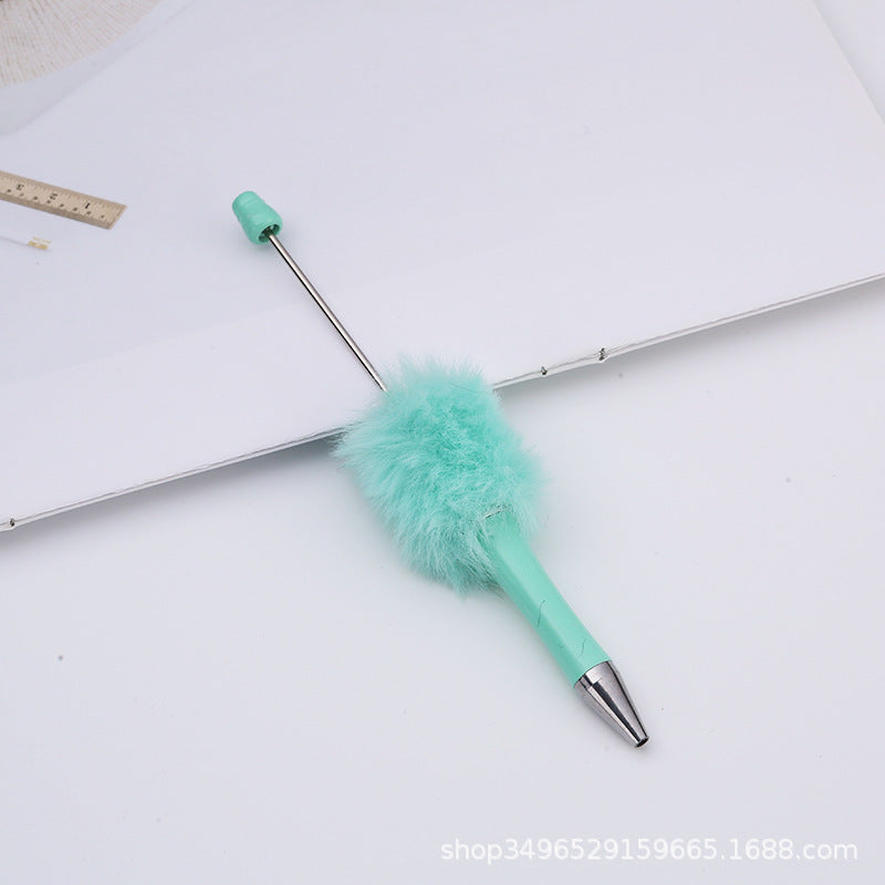 Creative DIY pen plush bead pen, macaron plush touch handmade gift bunny plush decorative ballpoint pen