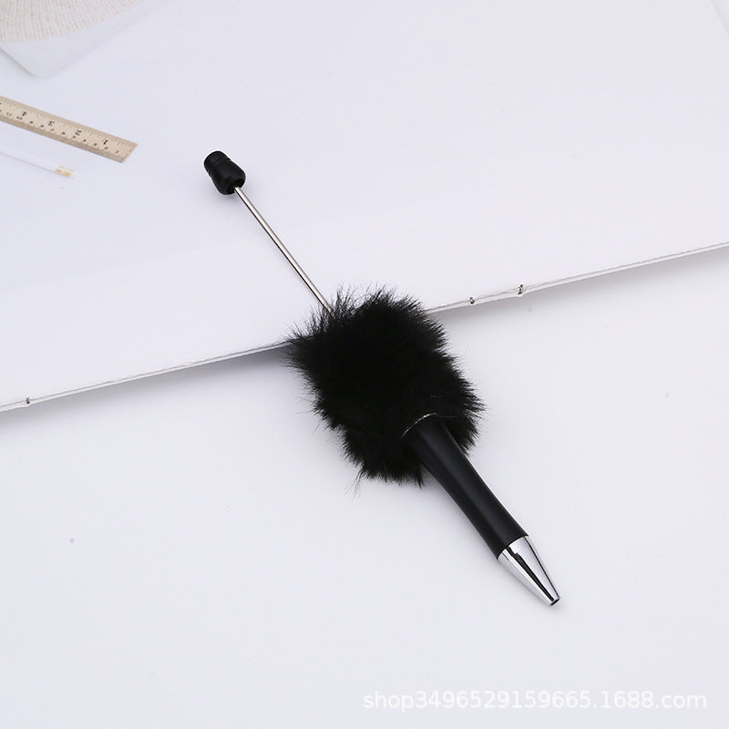 Creative DIY pen plush bead pen, macaron plush touch handmade gift bunny plush decorative ballpoint pen