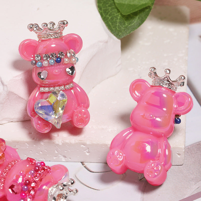 Cross-border hot sale crown bear acrylic beads violent bear through-hole beads DIY mobile phone chain beads loose beads wholesale