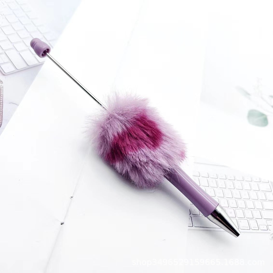 Creative DIY pen plush bead pen, macaron plush touch handmade gift bunny plush decorative ballpoint pen