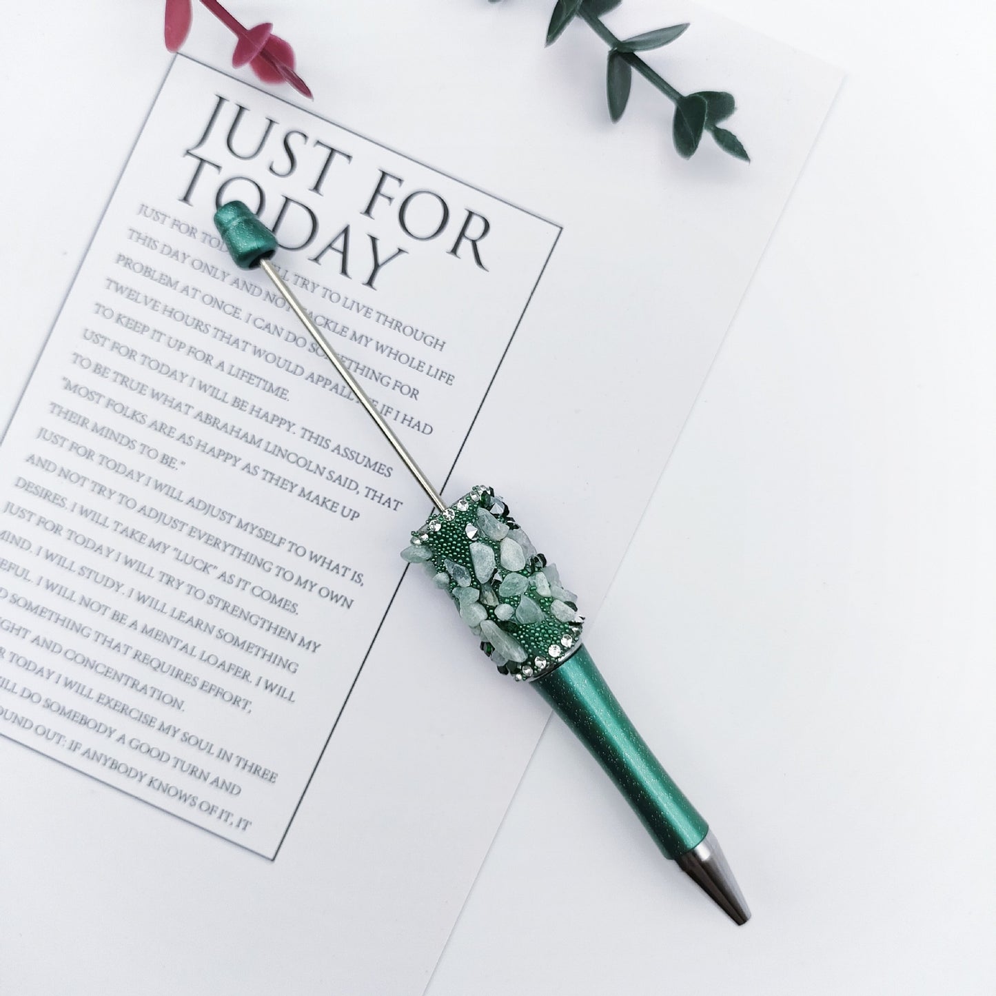 Cross-border random drilling shell gravel bead pen macaron random stone broken diamond DIY pen, spot creative rotary pen