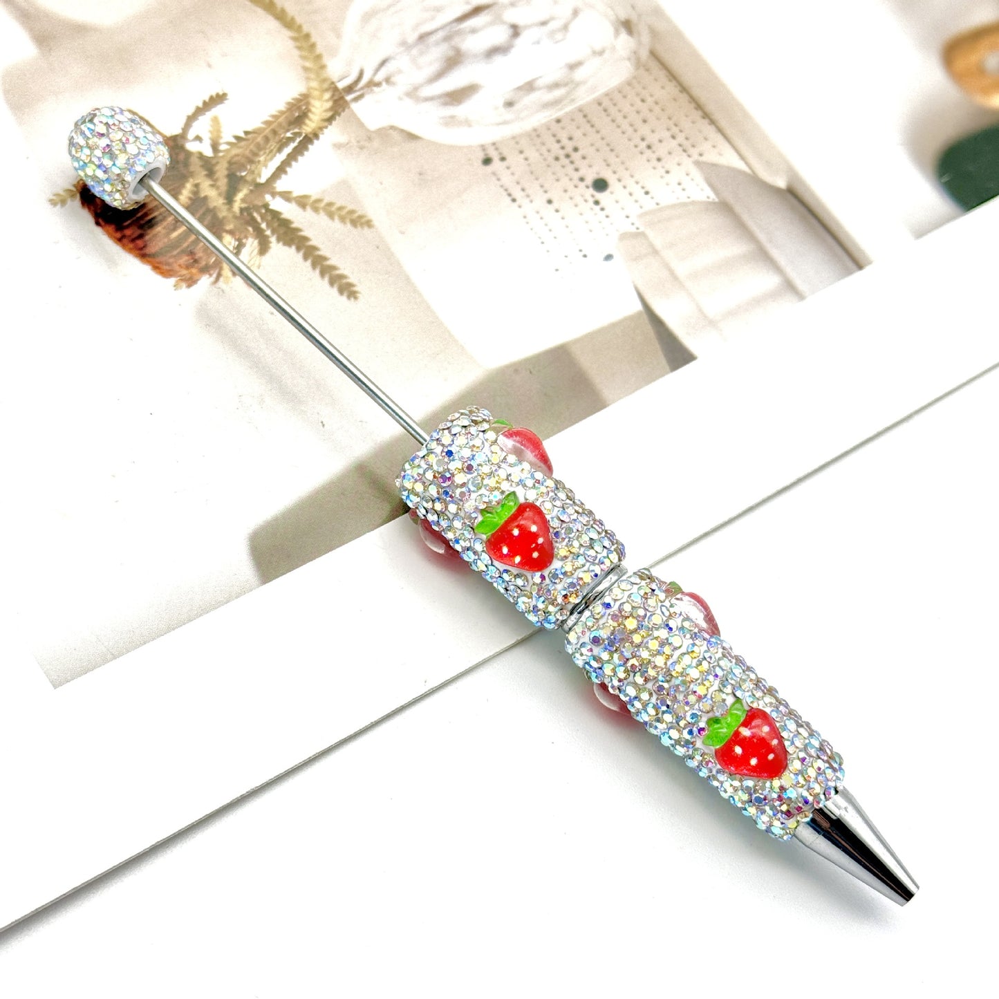 Fruit patch full diamond bead pen exquisite design shining full diamond writing smooth and realistic fruit patch decorative pen