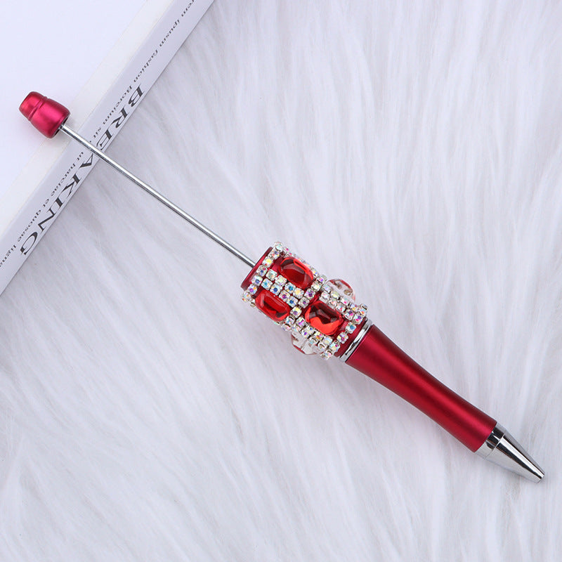 Spot creative gemstone bright diamond bead pen handmade DIY pen wholesale, red crystal agate decorative swirling plastic pen