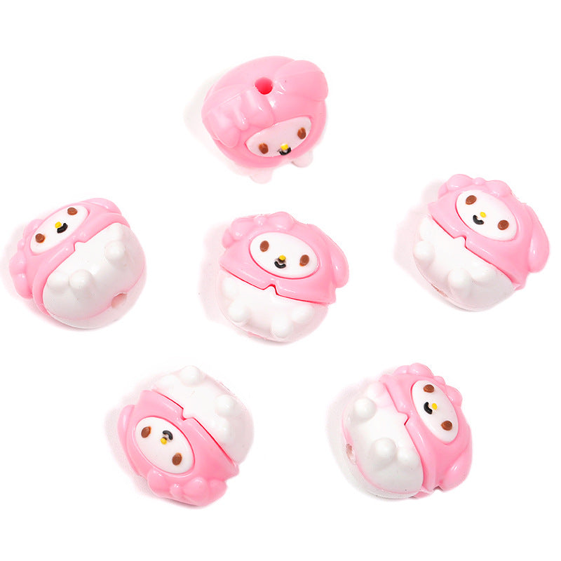 Cartoon eco-friendly silicone KT cat through-hole beads Sanrio strawberry bear doll beaded DIY mobile phone chain accessories