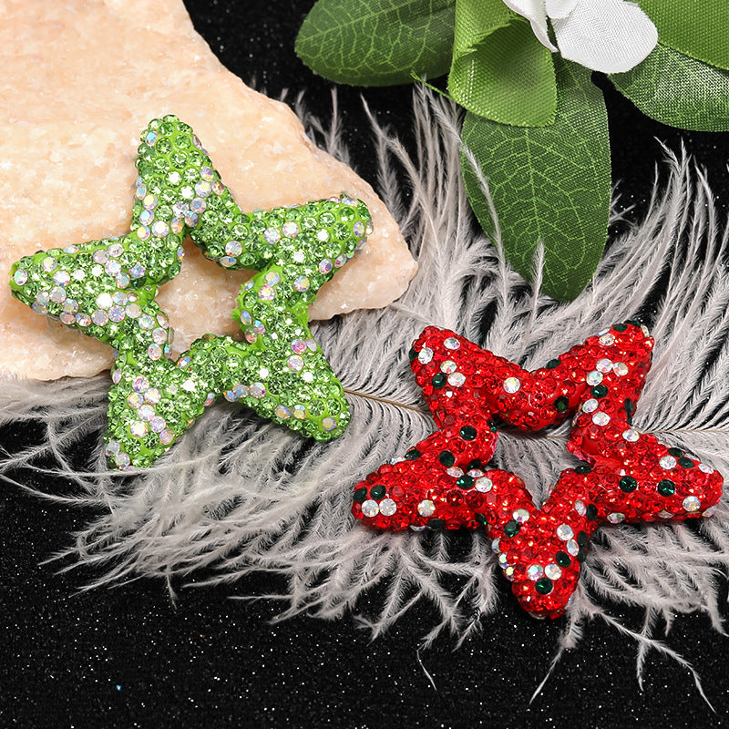 Gypsy rhinestone hollow pentagram soft pottery mud beads heavy industry beads DIY cute grain bead pen mobile phone chain accessories