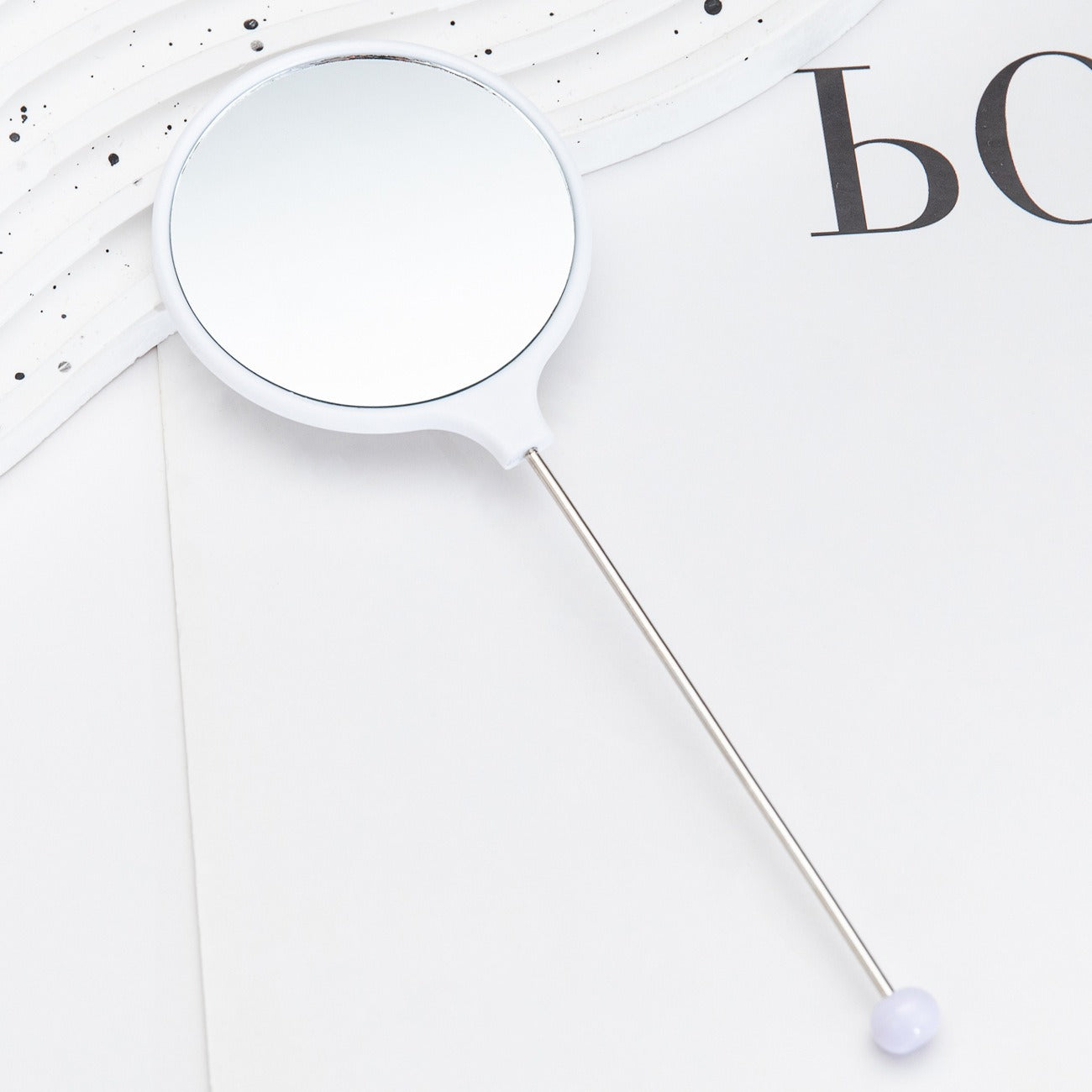 Handheld round DIY beaded small mirror, portable high definition mirror handheld mirror girls special handle makeup mirror