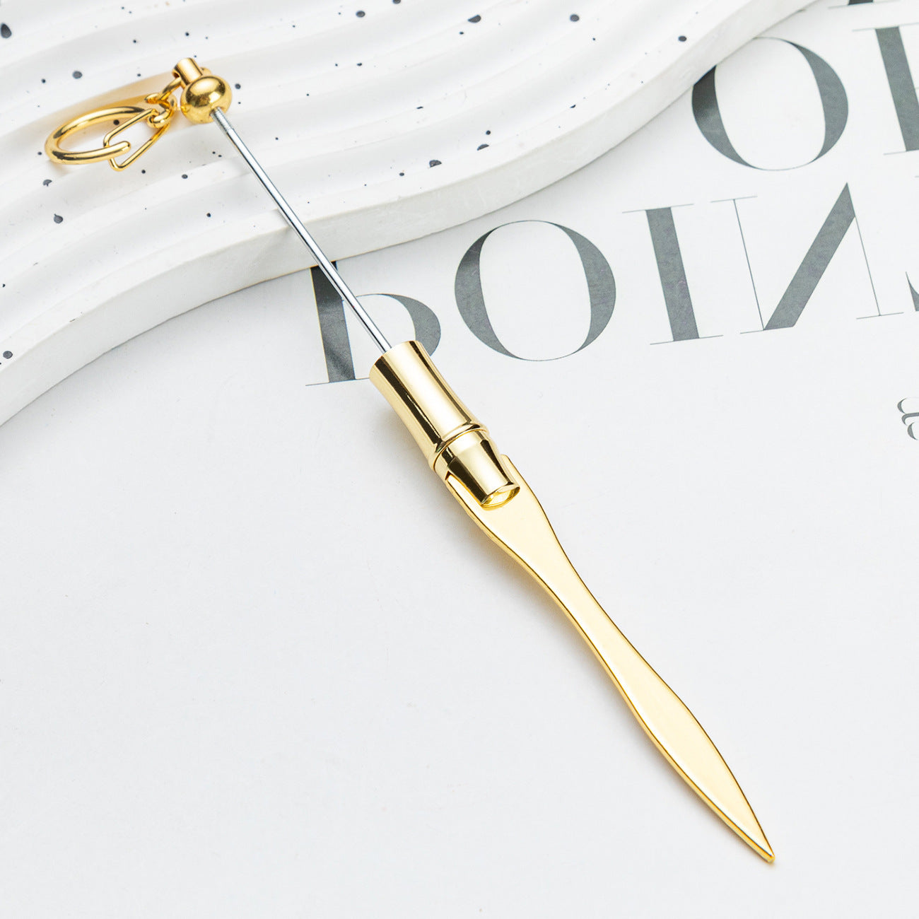 New DIY beaded letter opener multi-functional metal paper cutter keychain outdoor portable express letter opener