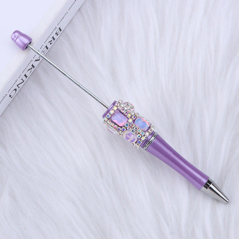 Spot creative gemstone bright diamond bead pen handmade DIY pen wholesale, red crystal agate decorative swirling plastic pen