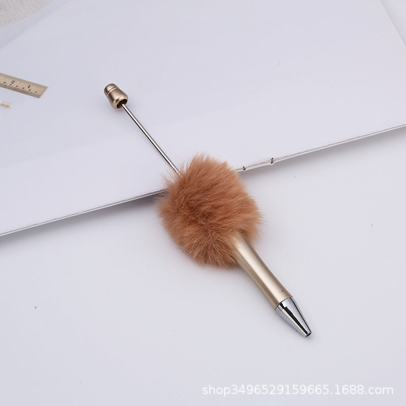 Creative DIY pen plush bead pen, macaron plush touch handmade gift bunny plush decorative ballpoint pen