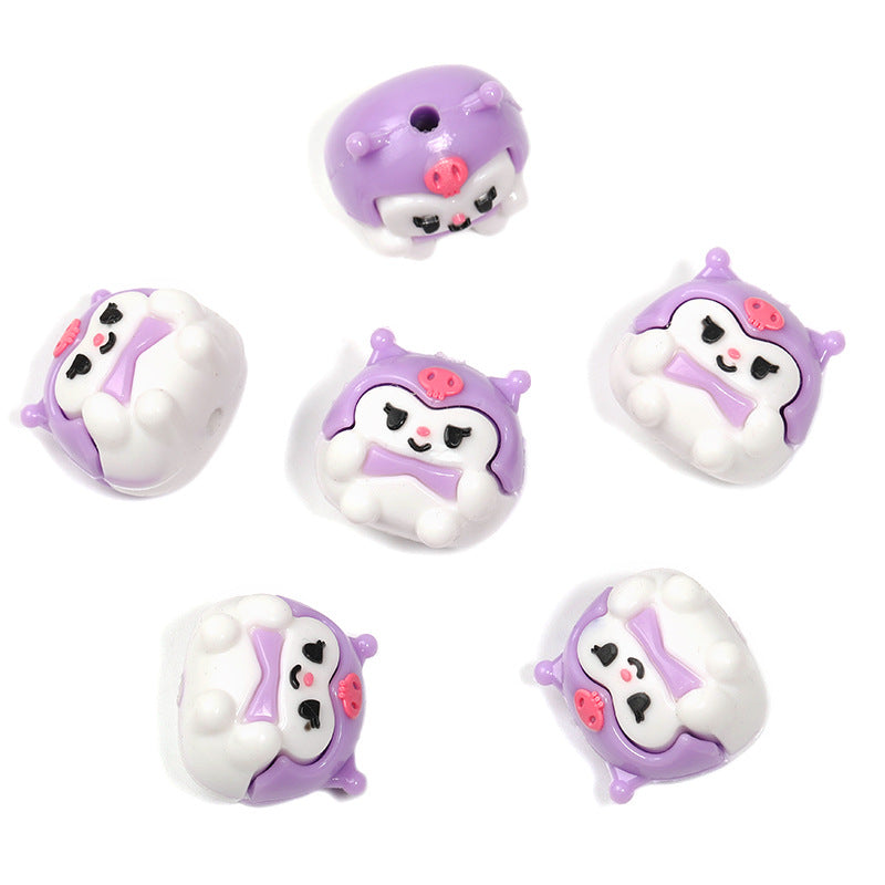 Cartoon eco-friendly silicone KT cat through-hole beads Sanrio strawberry bear doll beaded DIY mobile phone chain accessories