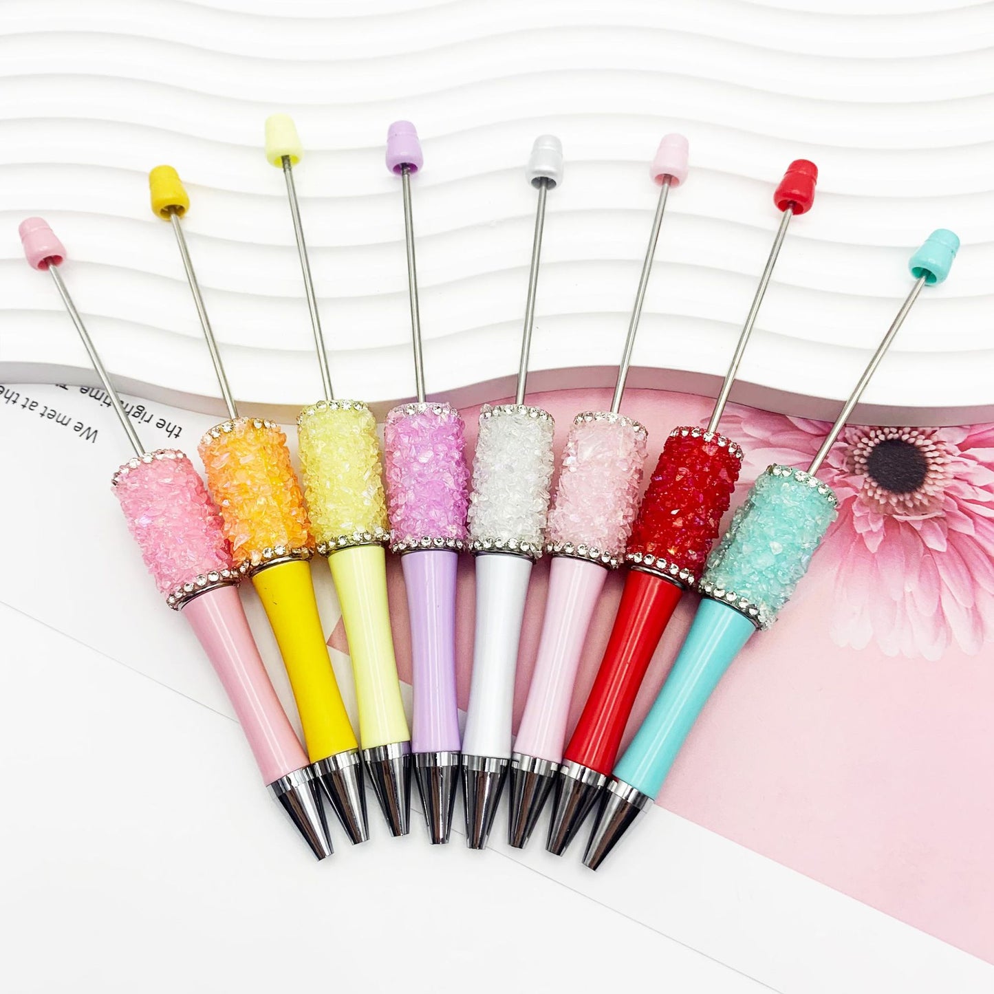 New sugar edge drill bead pen DIY pen, spot creative handmade diamond-encrusted macaron multi-color signature pen