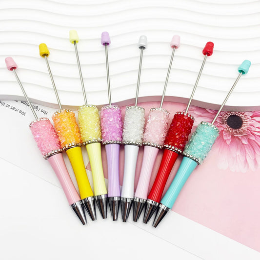 New sugar edge drill bead pen DIY pen, spot creative handmade diamond-encrusted macaron multi-color signature pen