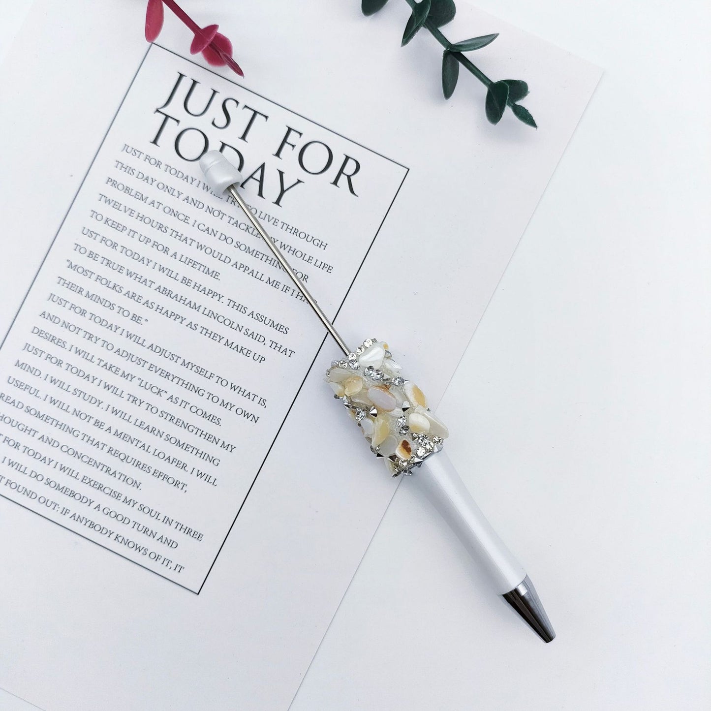 Cross-border random drilling shell gravel bead pen macaron random stone broken diamond DIY pen, spot creative rotary pen