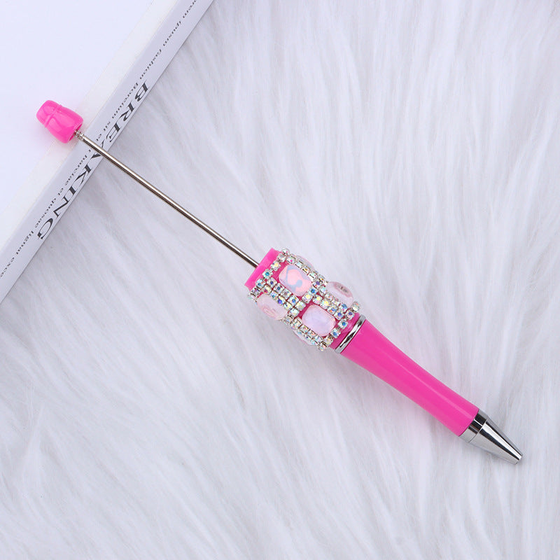 Spot creative gemstone bright diamond bead pen handmade DIY pen wholesale, red crystal agate decorative swirling plastic pen