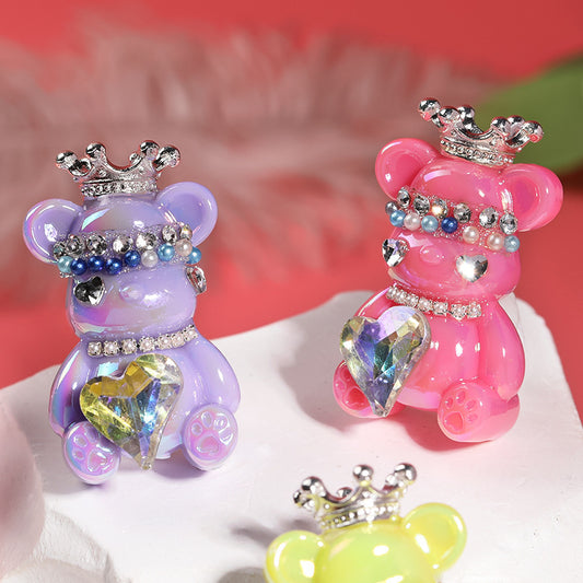 Cross-border hot sale crown bear acrylic beads violent bear through-hole beads DIY mobile phone chain beads loose beads wholesale