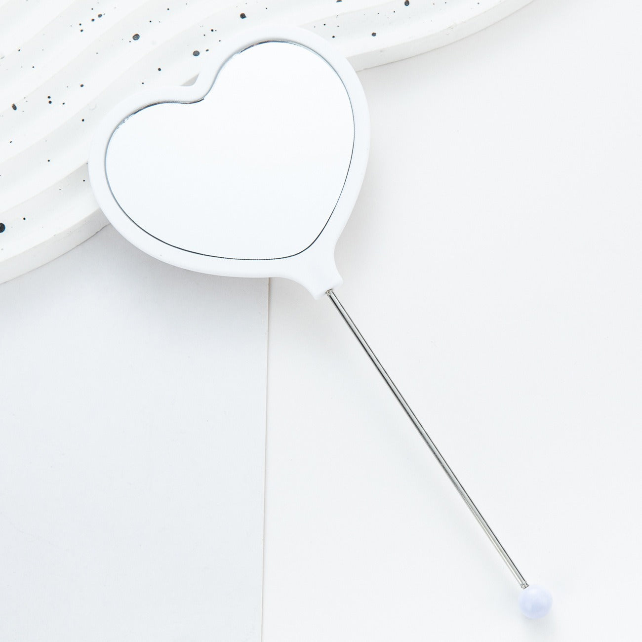 New DIY beaded handle mirror handheld makeup mirror portable single-sided vanity mirror plastic love makeup mirror