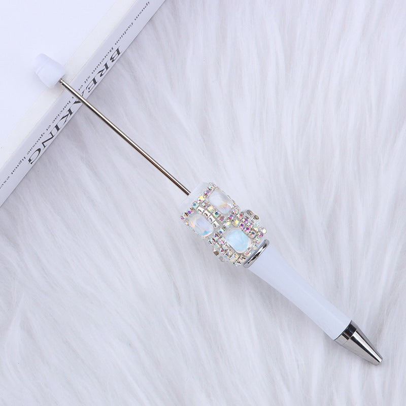 Spot creative gemstone bright diamond bead pen handmade DIY pen wholesale, red crystal agate decorative swirling plastic pen