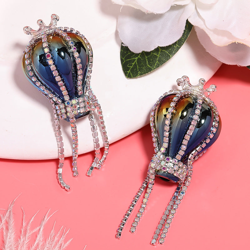 Heavy Industry Crown Hot Air Balloon Rhinestone Chain Acrylic Beads DIY Mobile Phone Chain Jewelry Accessories Beaded Loose Beads