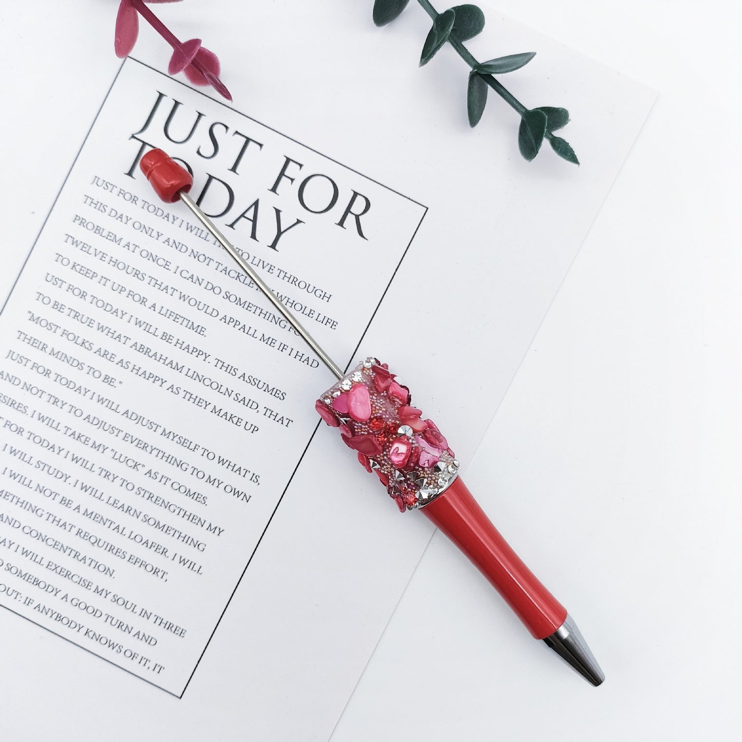 Cross-border random drilling shell gravel bead pen macaron random stone broken diamond DIY pen, spot creative rotary pen