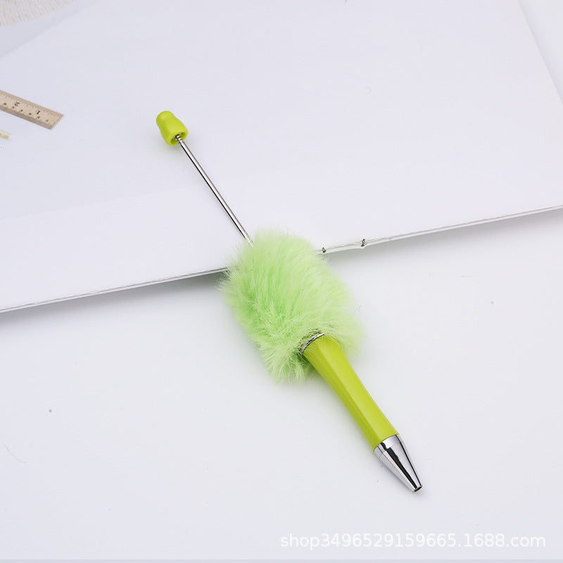 Creative DIY pen plush bead pen, macaron plush touch handmade gift bunny plush decorative ballpoint pen