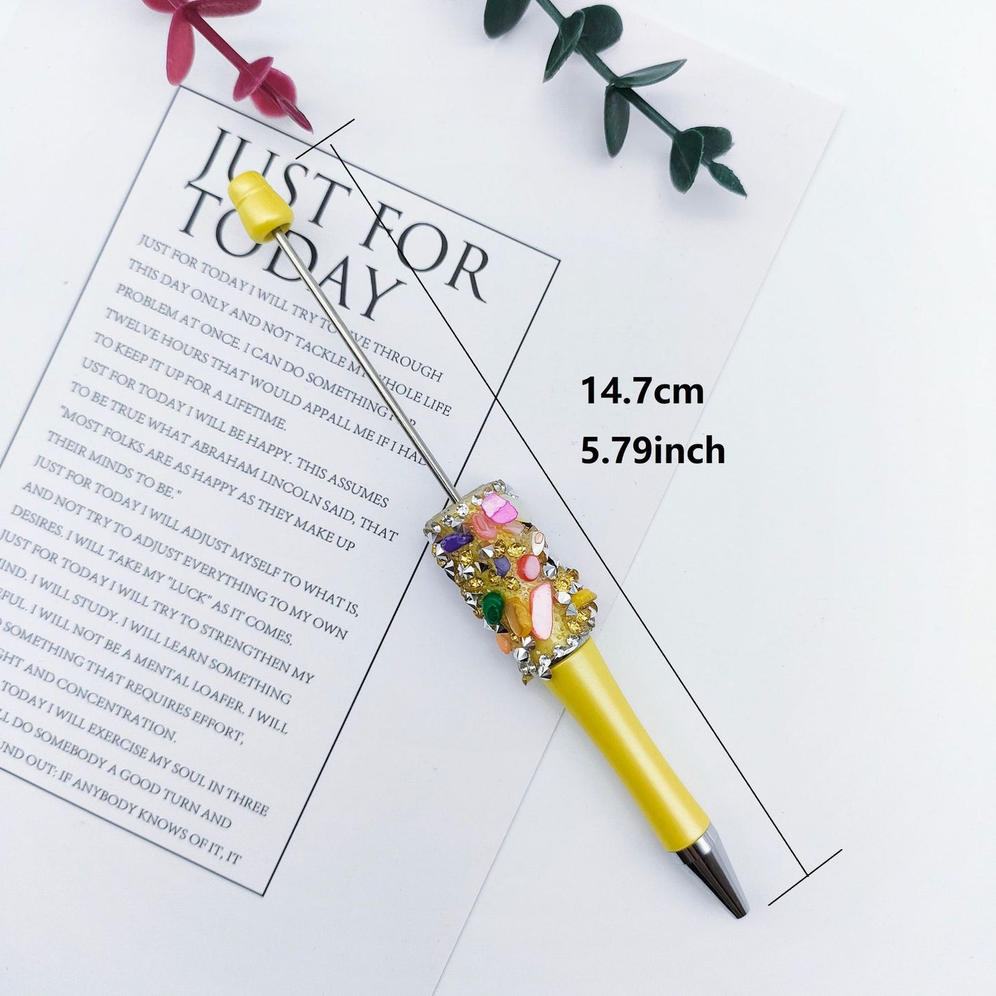 Cross-border random drilling shell gravel bead pen macaron random stone broken diamond DIY pen, spot creative rotary pen