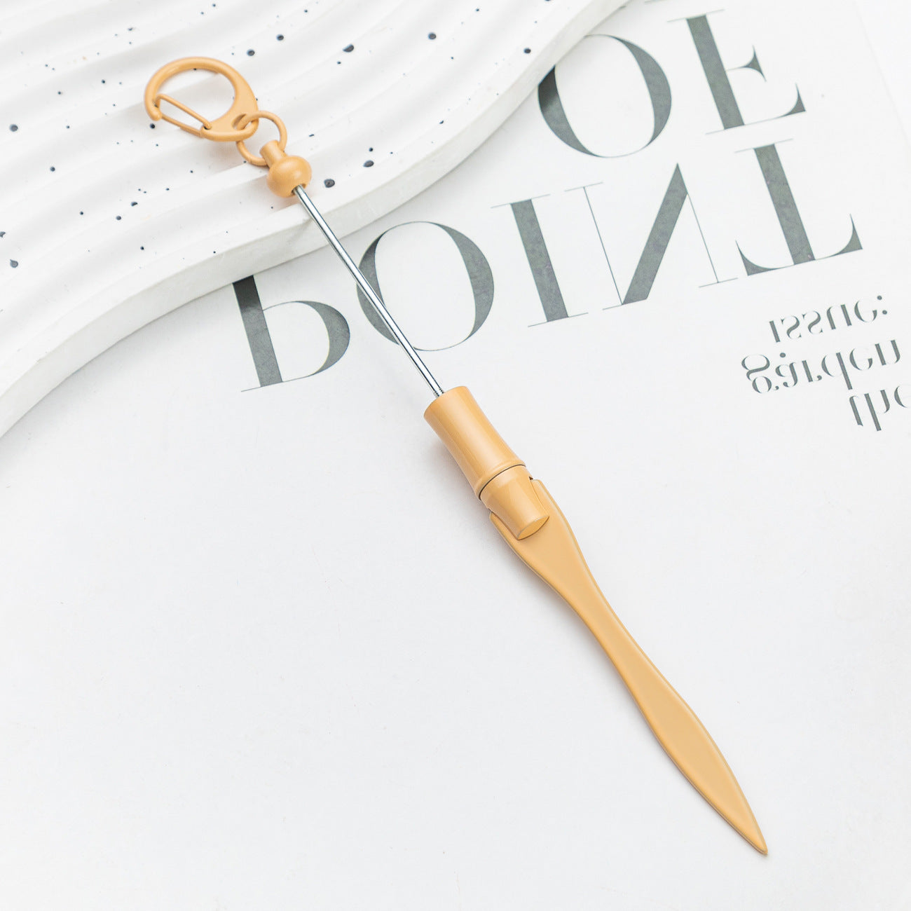 New DIY beaded letter opener multi-functional metal paper cutter keychain outdoor portable express letter opener