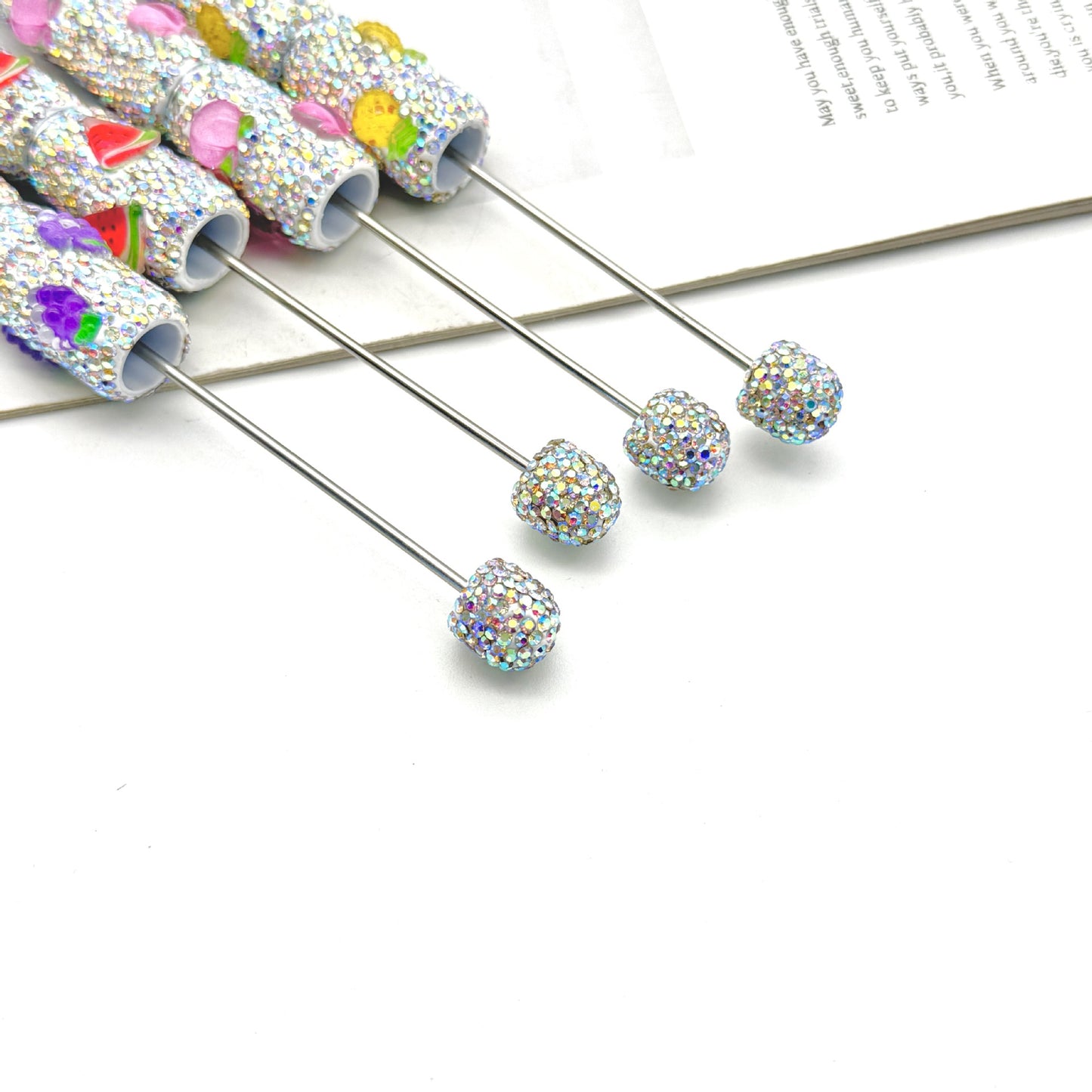 Fruit patch full diamond bead pen exquisite design shining full diamond writing smooth and realistic fruit patch decorative pen
