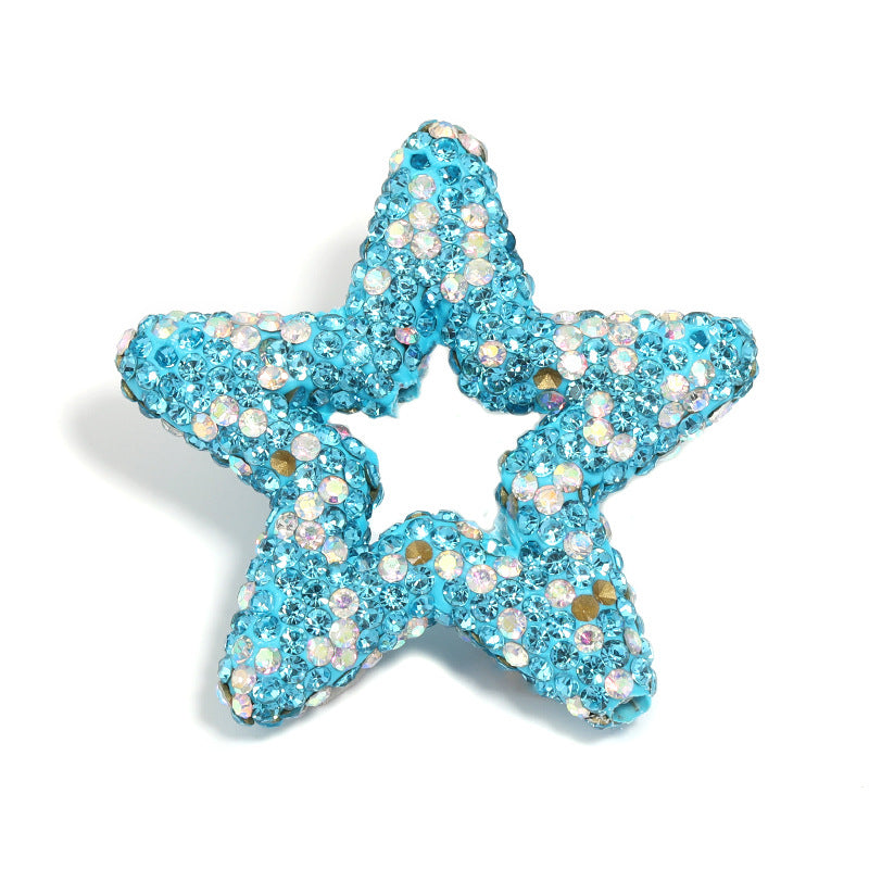 Gypsy rhinestone hollow pentagram soft pottery mud beads heavy industry beads DIY cute grain bead pen mobile phone chain accessories