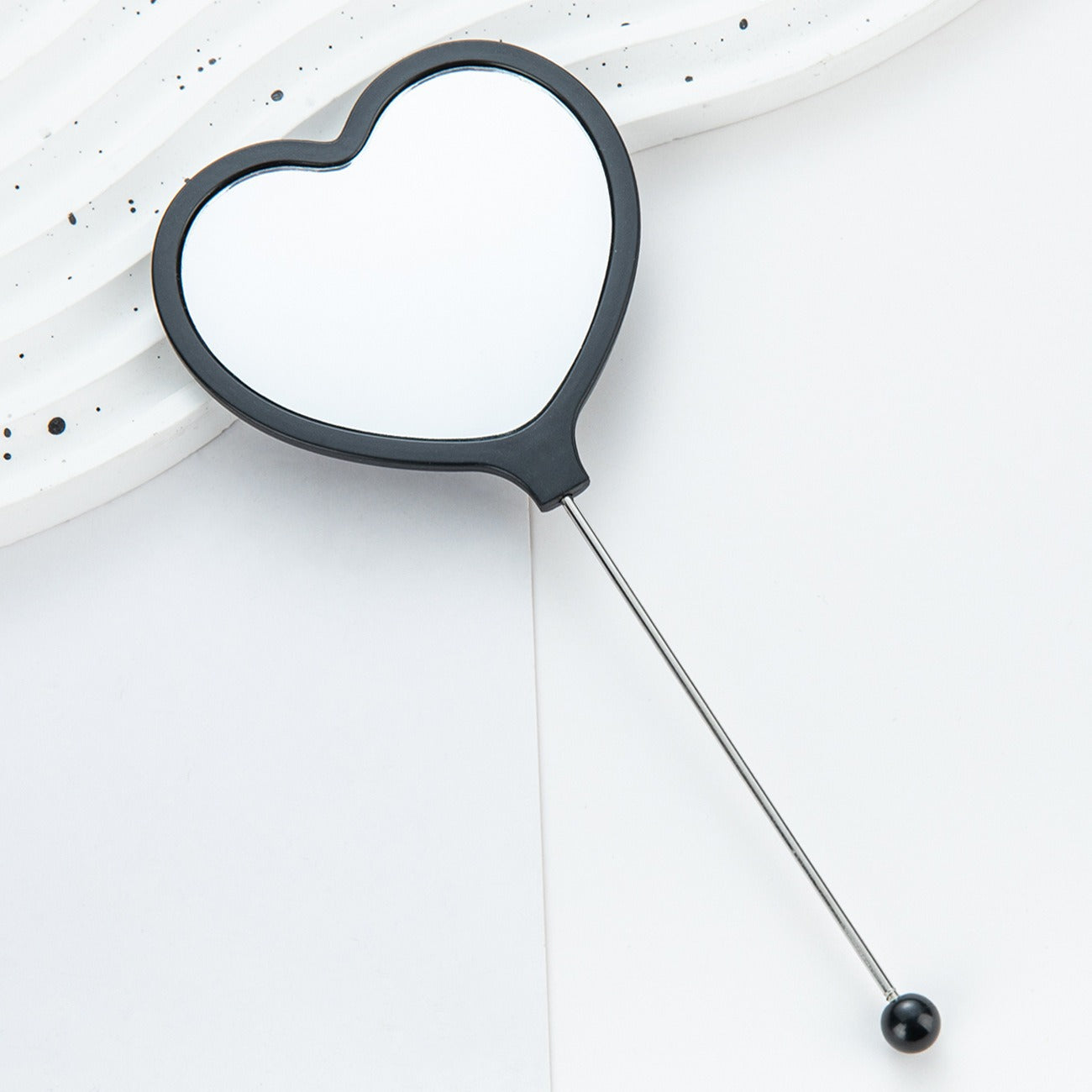 New DIY beaded handle mirror handheld makeup mirror portable single-sided vanity mirror plastic love makeup mirror