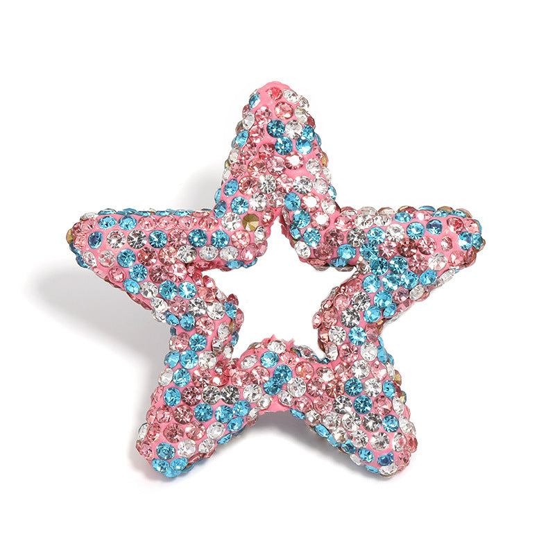 Gypsy rhinestone hollow pentagram soft pottery mud beads heavy industry beads DIY cute grain bead pen mobile phone chain accessories