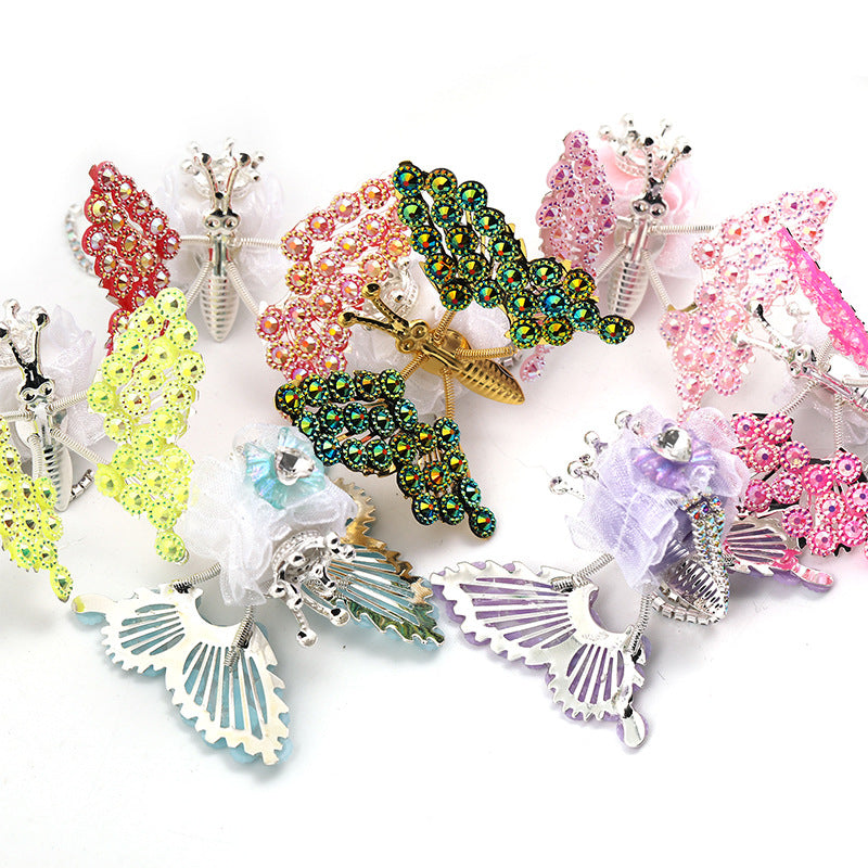 Cross-border heavy industry DIY beaded rhinestone wings butterfly square beads mobile phone chain accessories bead pen accessories wholesale