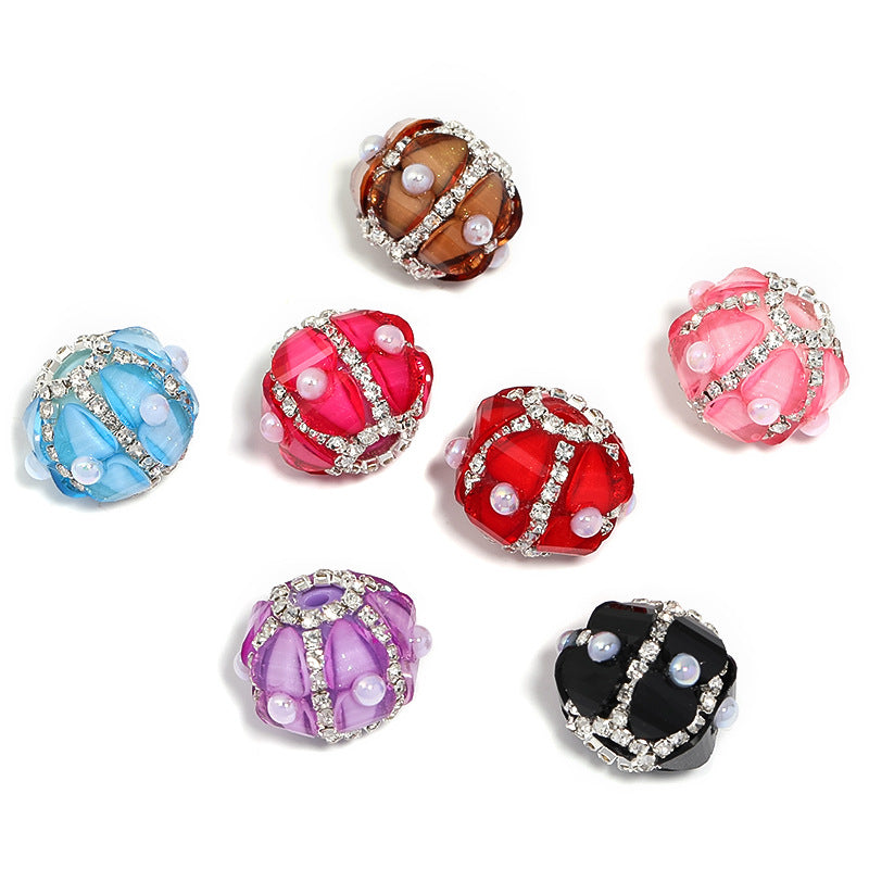 Heavy Industry Pearl Petal Diamond Ball Western Regions Princess Rhinestone Chain Bead DIY Mobile Phone Chain Bead Pen Accessories