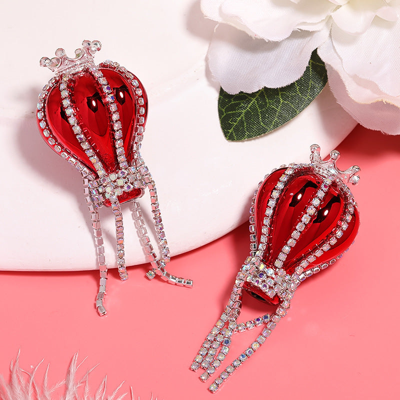 Heavy Industry Crown Hot Air Balloon Rhinestone Chain Acrylic Beads DIY Mobile Phone Chain Jewelry Accessories Beaded Loose Beads