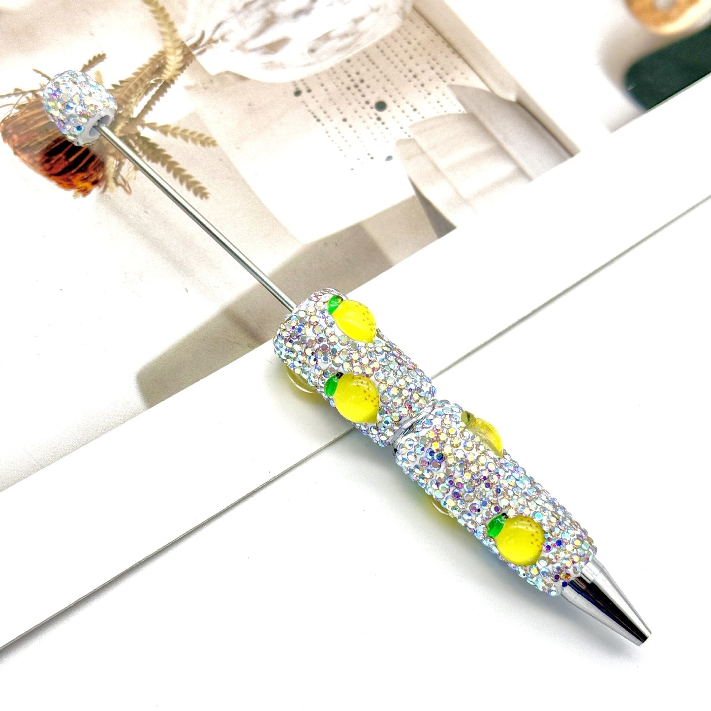 Fruit patch full diamond bead pen exquisite design shining full diamond writing smooth and realistic fruit patch decorative pen
