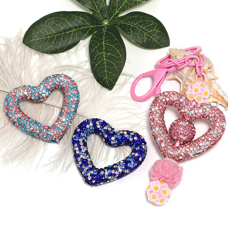 Live broadcast explosion Color rhinestone hollow love clay beads Heavy Industry Moe grain bead pen Mobile phone chain DIY beads