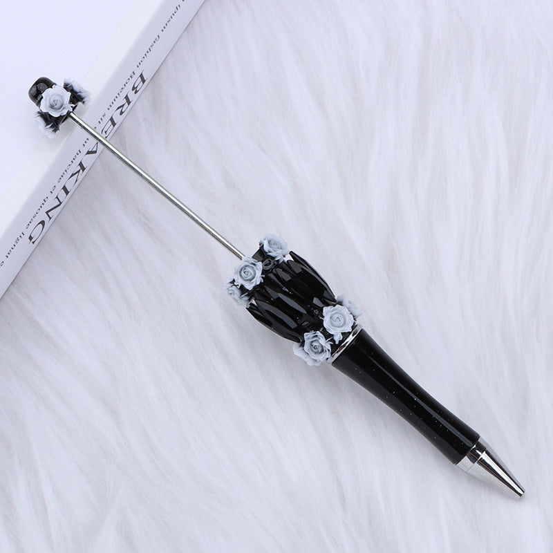 Wholesale crystal rose bead pen mermaid hanging diamond DIY plastic pen, creative flower diamond rotating gift pen