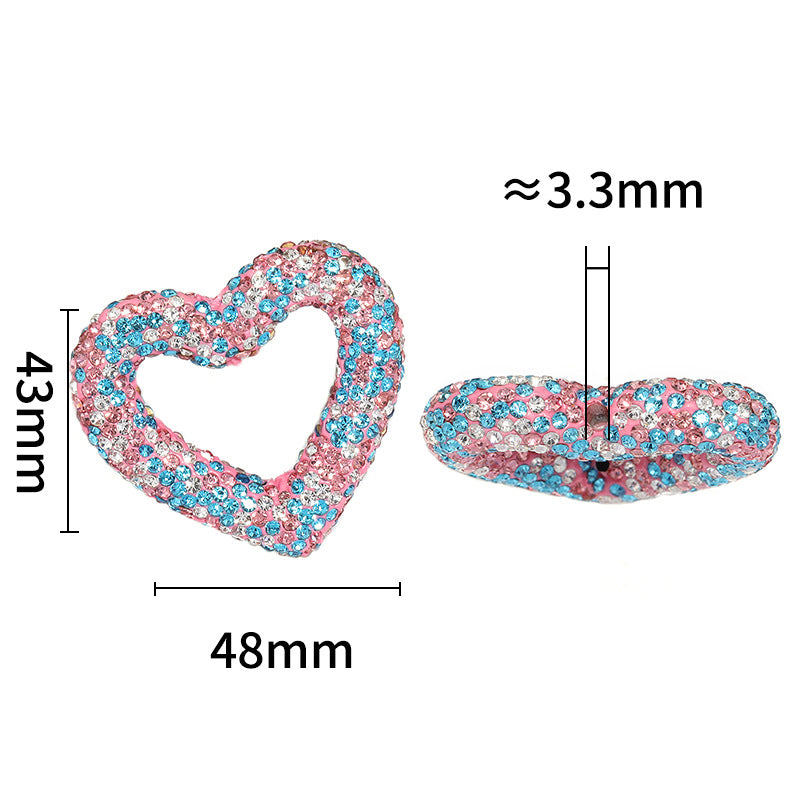Live broadcast explosion Color rhinestone hollow love clay beads Heavy Industry Moe grain bead pen Mobile phone chain DIY beads