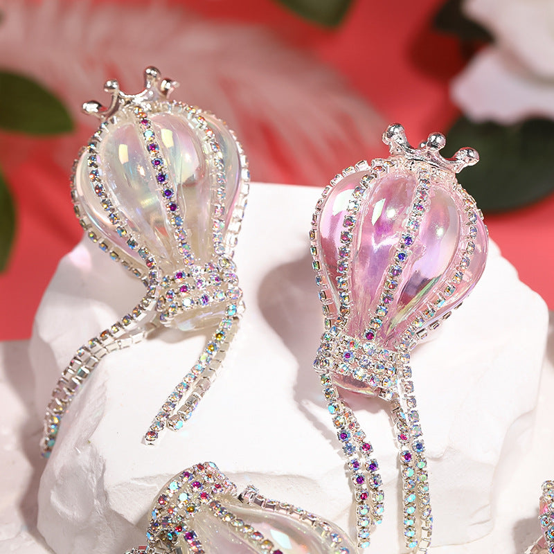 Heavy Industry Crown Hot Air Balloon Rhinestone Chain Acrylic Beads DIY Mobile Phone Chain Jewelry Accessories Beaded Loose Beads
